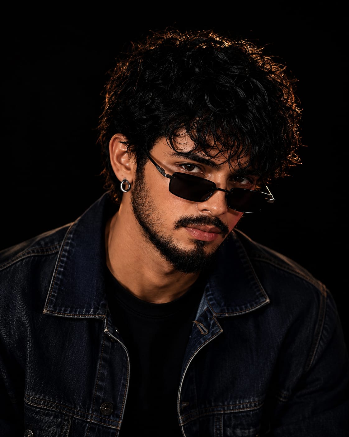 Cinematic Dark Fashion Portrait of a Stylish Man