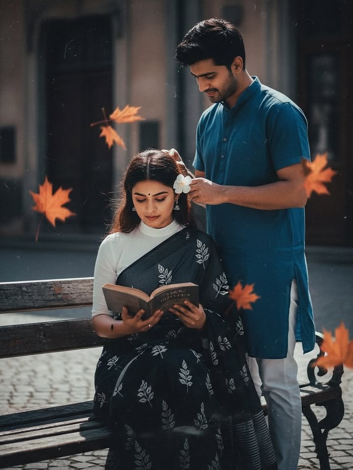 Retro Couple Portrait AI Prompt | 90s Bollywood Cinematic Style