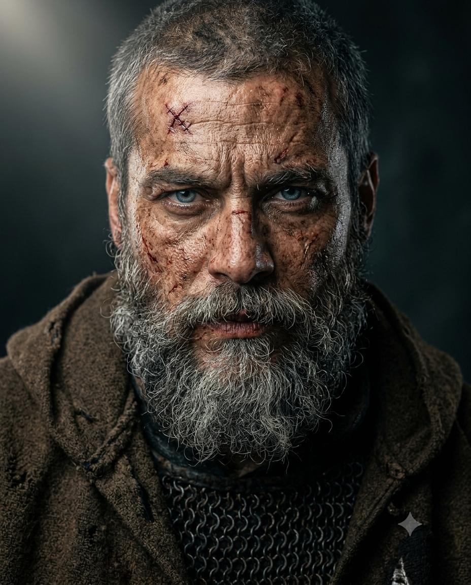 Battle-Hardened Medieval Warrior Portrait AI Image Prompt | Dark Fantasy Cinematic
