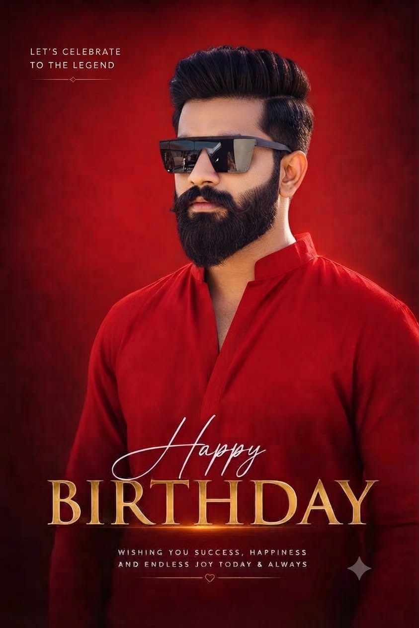 Bearded Man Birthday Kurta Portrait Cinematic AI Prompt Deep Red Celebration