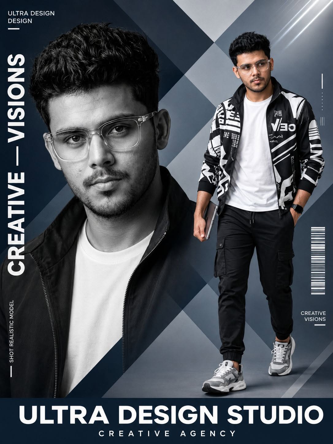 Creative Agency Poster AI Prompt | Modern Graphic Design Editorial Portrait
