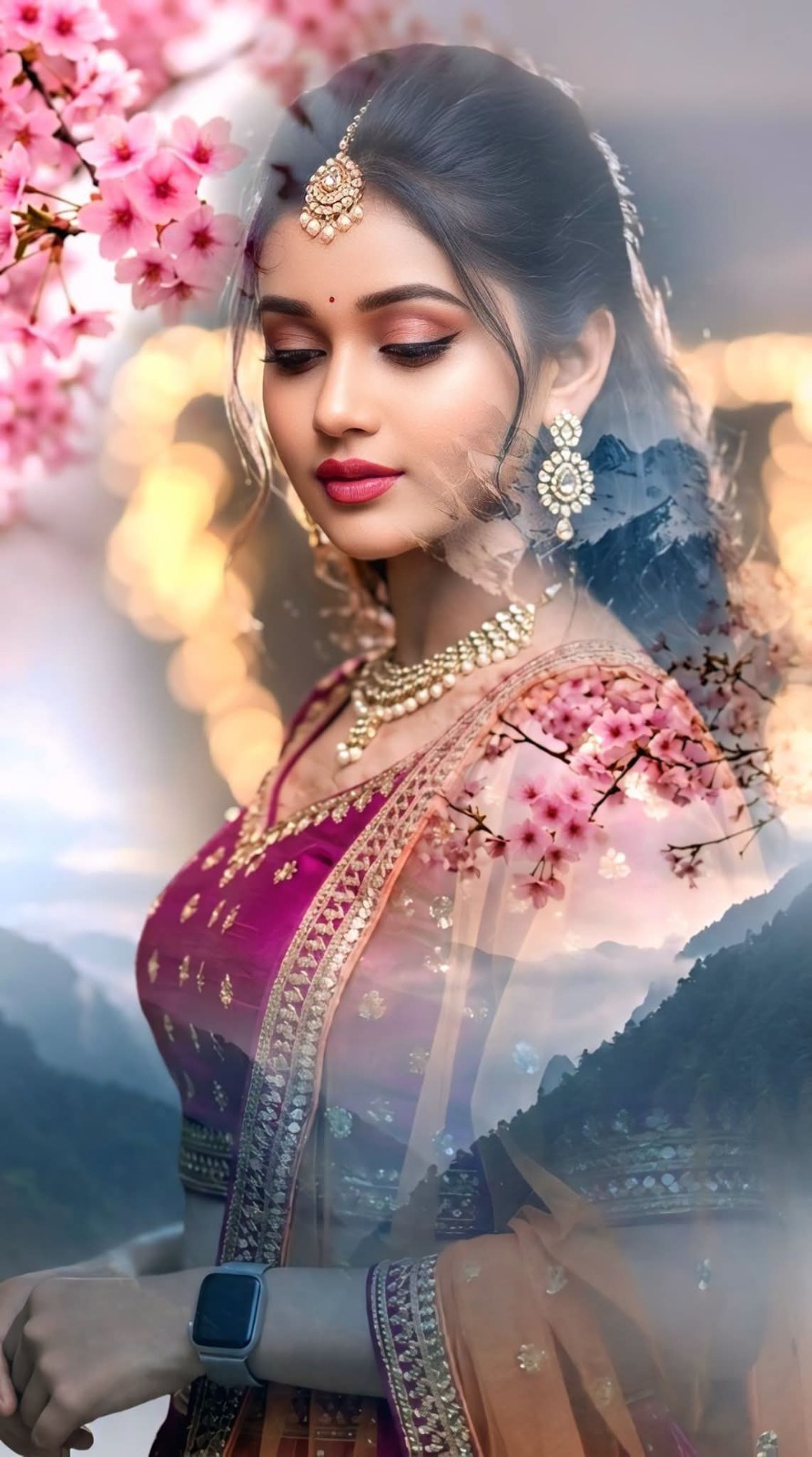 Double Exposure Bridal AI Prompt | Ethereal Indian Wedding Portrait (8K)