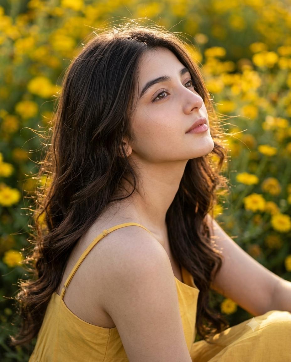 Dreamy Yellow Flower Portrait with Direct Flash | Cinematic Hyper-Realistic AI Image Prompt