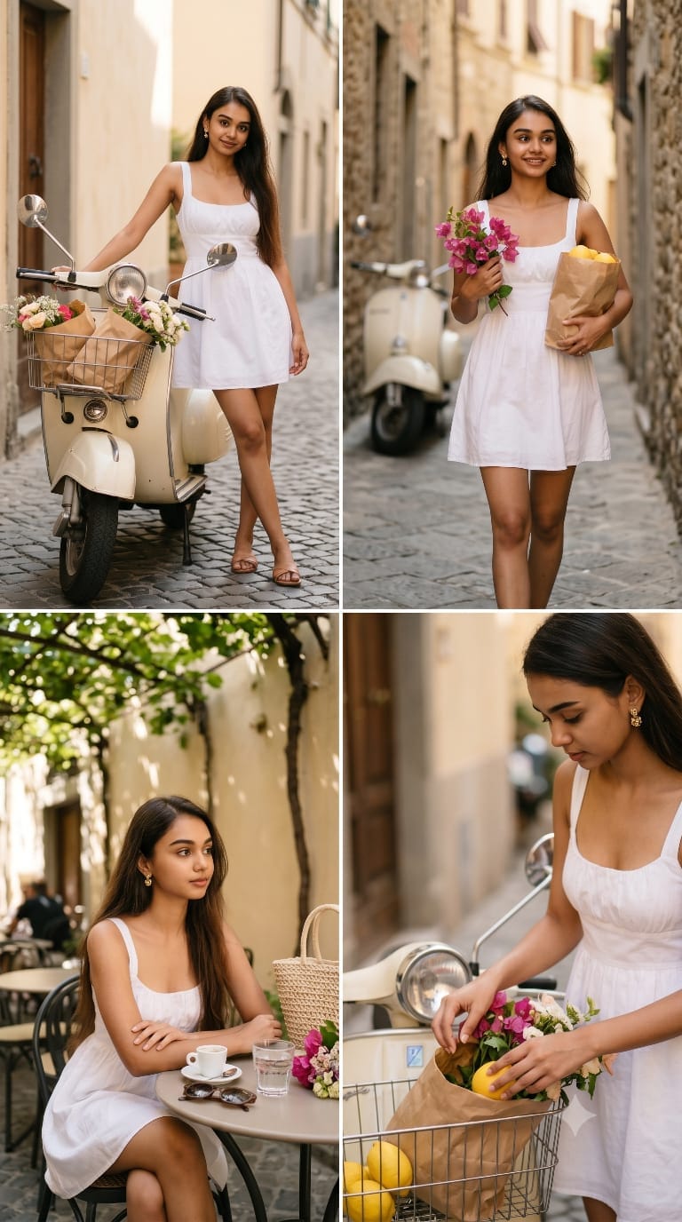 European Summer Lifestyle AI Prompt | Luxury Vespa Editorial Photography Series