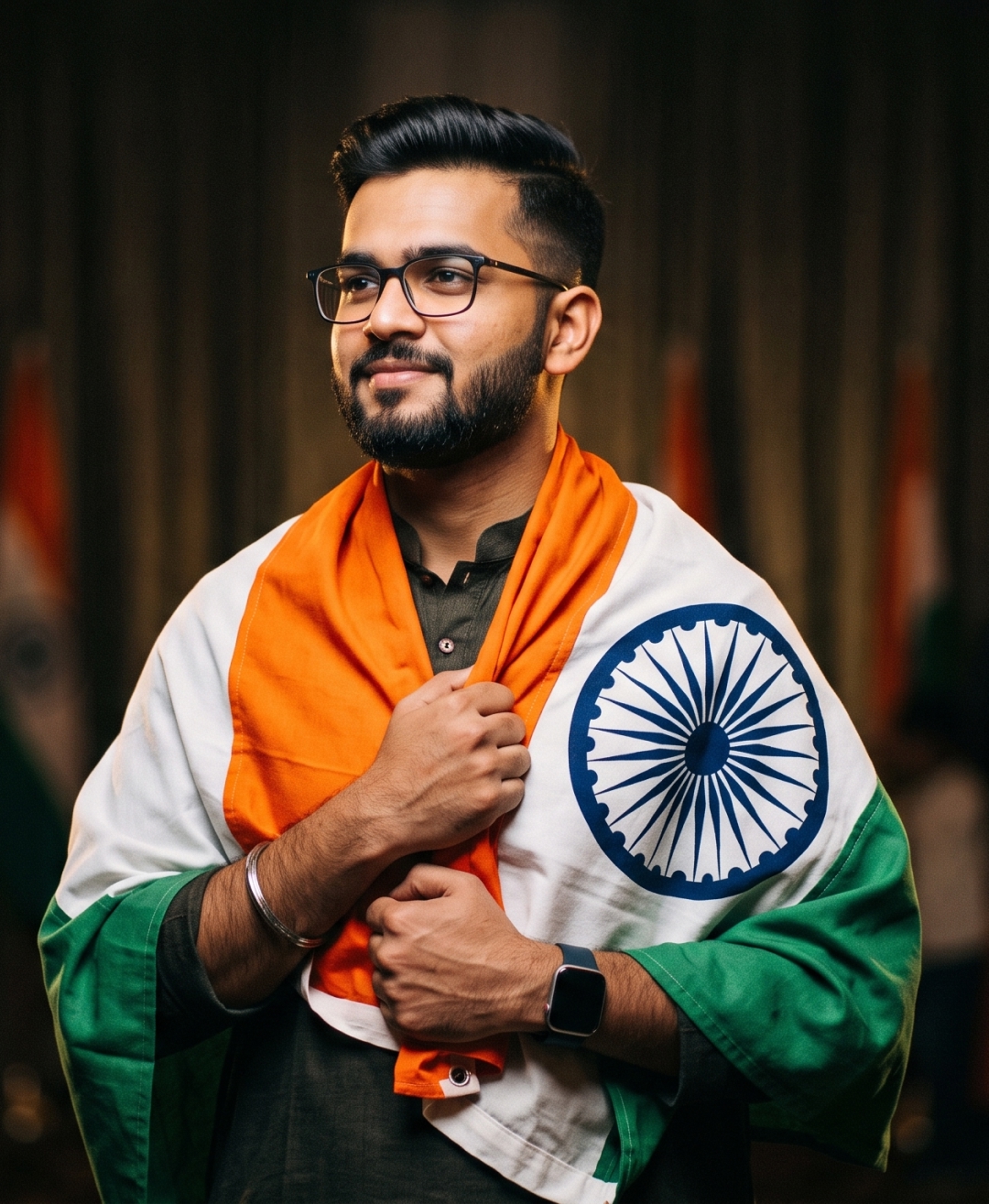 Indian Flag Portrait AI Prompt | Patriotic Independence Day Photo Generator