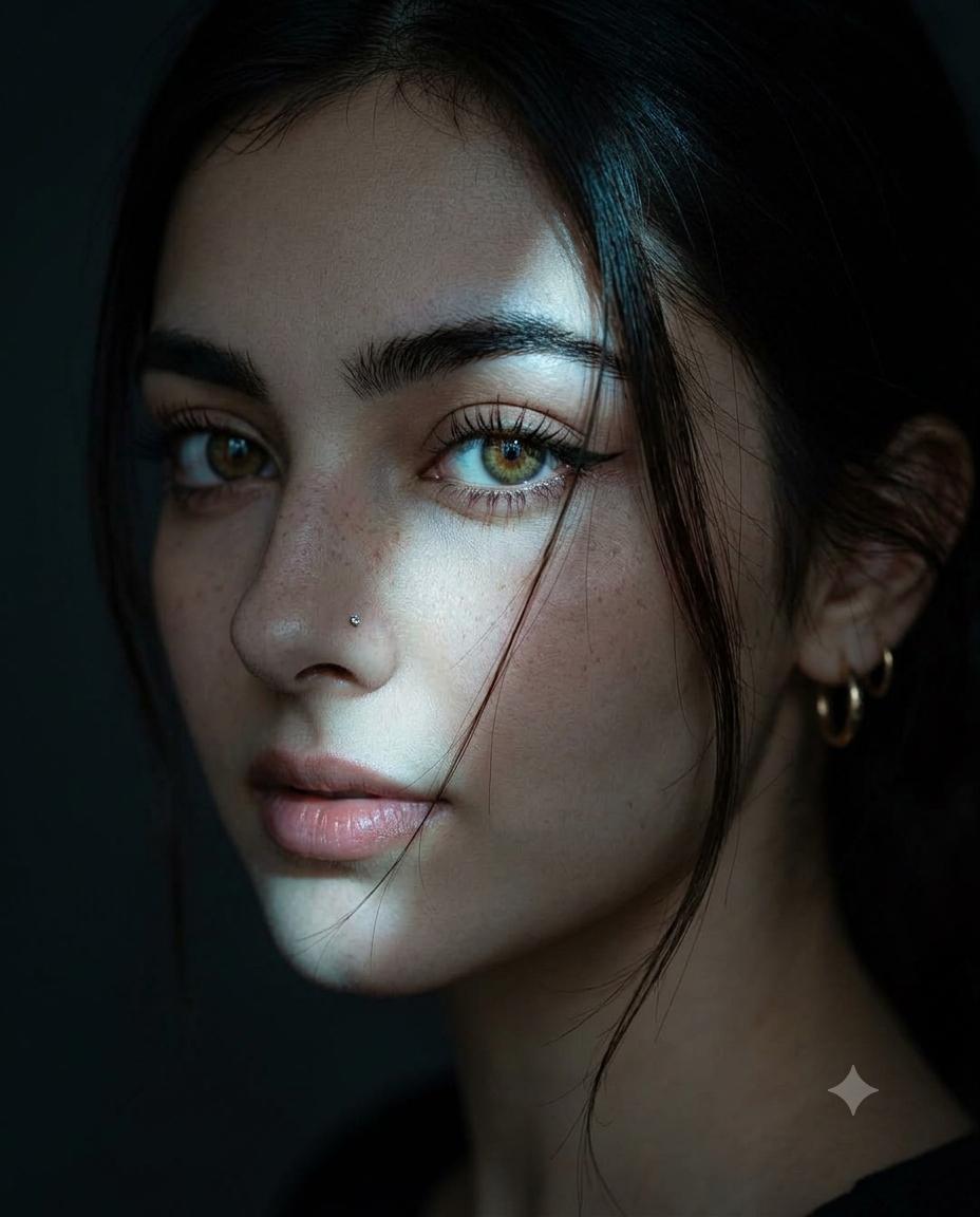 Cinematic Woman Chiaroscuro Slit Light AI Image Prompt for Gemini